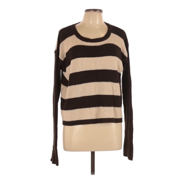 Ambiance Sweaters - Ambiance | Stripe Brown Beige Long Sleeve